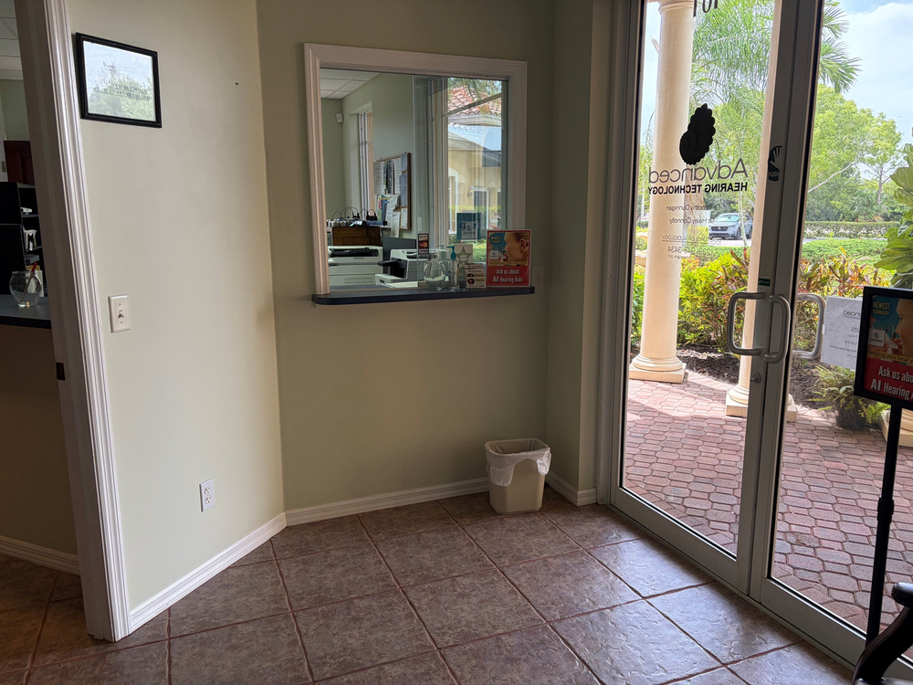 Reception area at Advanced Hearing Technology's Bonita Springs, FL hearing care office